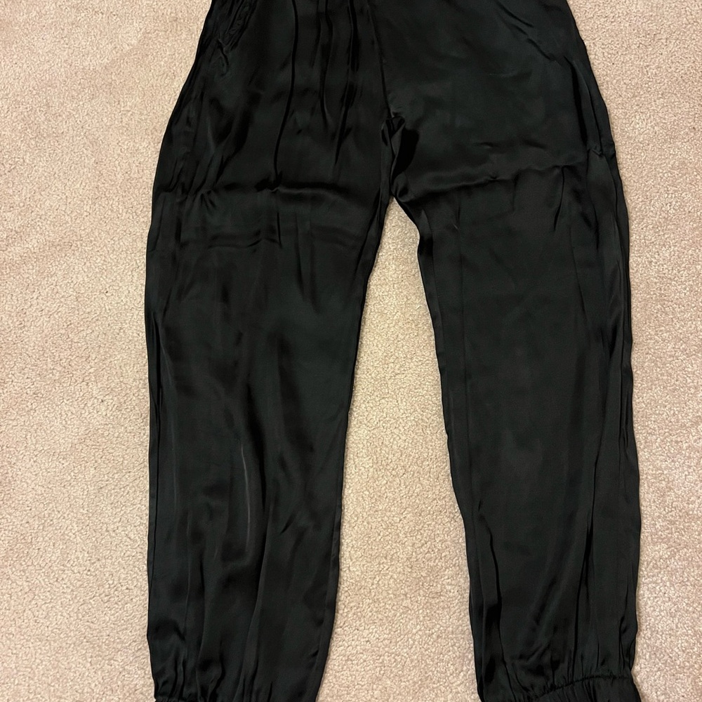 Black Satin Jogger Pants
